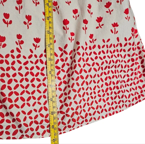 Ruby Belle Vintage Red Orange Off White Floral Dress 8 - Picture 6 of 9